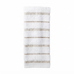 Serviettes de cuisine en coton rayées, rectangulaires, tissées, séchage rapide, écologiques, jetables, lavables en machine, blanc et beige, lot de quatre - Product Image 2