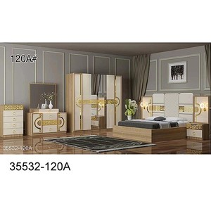 Modern Bedroom Set 35532-120A <b>Queen</b> <b>Size</b> Wood Furniture With Lighted Headboard And Mirror Wardrobe - Product Image 1
