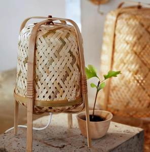 Eco-Friendly Bamboo Sphere Table Lamp | Handwoven Wicker Globe Night <b>Light</b> - Product Image 6