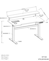 Bureau de travail électrique réglable moderne avec plateau en bois, port de charge USB, plateau de rangement et contrôleur à 4 mémoires préréglées
