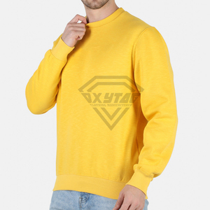 Sudadera Personalizada al por Mayor, Cuello Redondo, Color Amarillo, para Hombre, Lisa, de Felpa, Estilo Urbano, Talla Grande, de Algodón, de Fábrica - Product Image 3