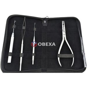 Kit d'outils d'extensions de cheveux micro anneau avec pince Tube tirant boucle aiguille fil - Product Image 1
