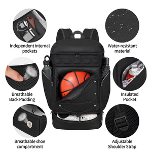 Bolsa Deportiva para Baloncesto con Gran Espacio de Almacenamiento, Compartimento Dedicado para Baloncesto, Bolsillo para Zapatos, Porta Botella de Agua - Product Image 6