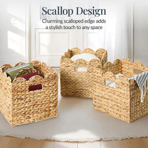 Natural Space-Saving Storage for Laundry Toys Home Essentials Versatile <b>Foldable</b> Water Hyacinth <b>Basket</b> Set - Product Image 2