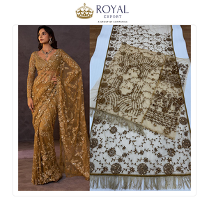 Sari indien de créateur de qualité supérieure, brodé de sequins et de motifs papillon, idéal pour les mariages, disponible à la vente dans le monde entier. - Product Image 6