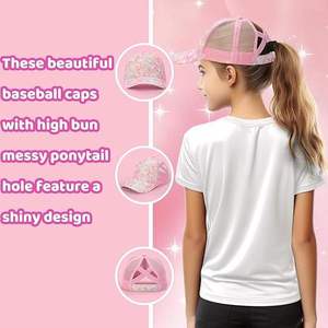 Girls Sequins Baseball Cap Adjustable Ponytail Hole Breathable Casual <b>Hat</b> for Children Spring Summer - Product Image 6