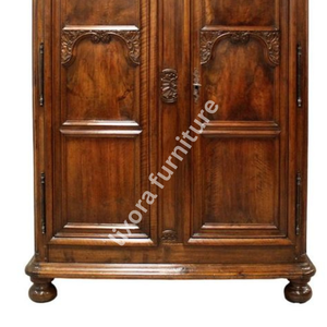 Luxury Handcrafted Solid Wood 2 Door <b>Wardrobe</b> Ornate Botanical Carving Antique Finish Armoire - Product Image 5