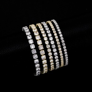 VVS Moissanite Tennis Chain Link Bracelet Gold Plated Unisex <b>Men</b> Women Kids Hiphop Claw Setting Everyday Wear Jewelry GRA - Product Image 1