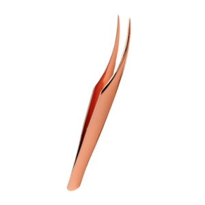 Pinzas de extensión de pestañas de oro rosa de acero inoxidable de alta precisión Pinzas de volumen de logotipo personalizado para uso profesional - Product Image 3
