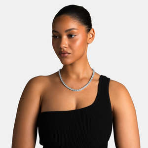 VVS1 Moissanite Tennis <b>Necklace</b> 925 Sterling Silver Oval Cut Diamond Look Luxury <b>Statement</b> <b>Necklace</b> for Women - Product Image 2