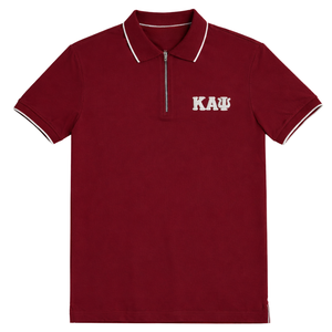 Polo Kappa Alpha Psi a 3 Lettere con Zip, Abbigliamento per Fraternità Greca Krimson, Vestibilità Atletica e Comfort Traspirante - Product Image 4