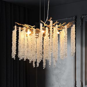 Lampadario a Sospensione Moderno Dorato da 24 Pollici con Fili di Cristallo a Cascata, Illuminazione di Alta Gamma per Soggiorno e Sala da Pranzo - Product Image 5