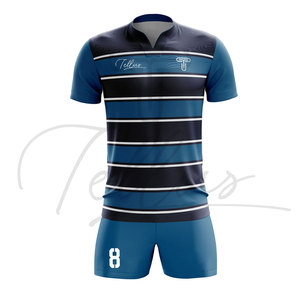 Ensemble d'uniformes de rugby confortables multicolores de haute qualité unisexes à manches courtes avec logo personnalisé, séchage rapide et respirant - Product Image 1