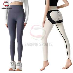 Seamless Yoga Leggings Wholesale High-Waisted Nylon Spandex Curved Stripe Leggings Moisture-Wicking Gym <b>Tights</b> OEM Custom Logo - Product Image 2