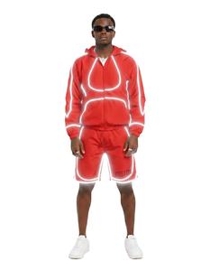 ชุดวอร์มกันลมแบบ 2 ชิ้นขายดีที่สุดสำหรับผู้ชาย ชุดกางเกงขาสั้นกันลมแบบสปอร์ต แถบสะท้อนแสง - Product Image 1