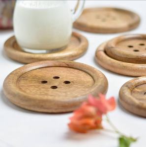 Luxurious Button Shape Wooden <b>Coaster</b> by United Trade World <b>Slate</b> Drink Mat with Custom Logo for Kitchen Table Use - Product Image 3