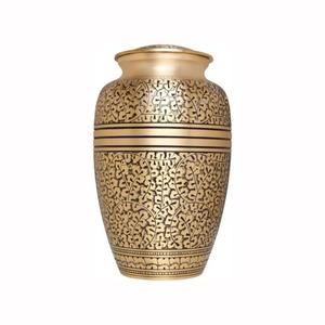โกศบรรจุอัฐิสีทองลายจุดดำพร้อมลายใบไม้ สำหรับเก็บอัฐิผู้ใหญ่ โกศโลหะทนทานสำหรับขาย - Product Image 3