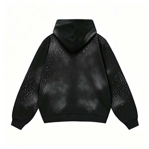Nouveau sweat à capuche surdimensionné en tricot avec strass, logo personnalisé, design en cristal, délavé à l'acide, vêtements streetwear décontractés, écologiques - Product Image 2