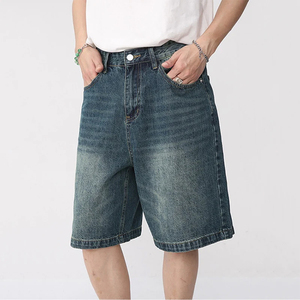 SHH INDUSTRIES Eco-Friendly Button <b>Belt</b> Decoration <b>Men's</b> Mid-Waisted Straight Denim Shorts Comfortable Personalized Summer - Product Image 2