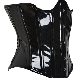 Robe corset sans bretelles en cuir PU noir avec boucles et fermeture éclair sur le devant, tenue de club moulante pour adultes - Product Image 4