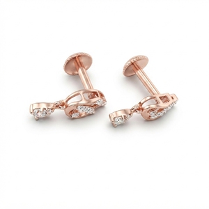 Round Diamond Stud Earrings in 9K <b>Rose</b> Gold | Lab Grown & Natural Diamond | 0.25 CT - Product Image 3