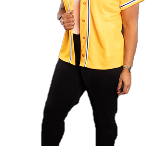 Customized Greek Logo SGRho Women Baseball Jersey Yellow Blue Button Down <b>Shirt</b> Premium Fit Greek Sorority Athletic Casual Style - Product Image 4
