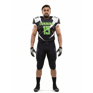 Jersey de Fútbol Americano Personalizado, Transpirable, de Malla Elástica Resistente, Uniforme para Equipo de Fútbol Escolar, Verde Neón y Negro - Product Image 1