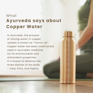 Bouteille en cuivre gravée avec symboles de chakras verticaux, récipient à eau métaphysique en cuivre pur, vente en gros - Product Image 4