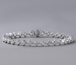 Asscher Cut Lab Grown Diamond <b>Bracelet</b> in 14K White Gold, Elegant Luxury Tennis <b>Bracelet</b> for Women, Bridal Anniversary Gift - Product Image 1