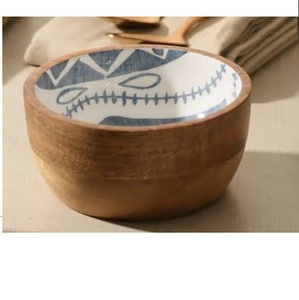 Tazón para Servir Comida, Frutas y Pasta, Forma Redonda, Portátil, Diseño Artesanal, Tazón de Madera con Estampado Esmaltado, Gran Venta - Product Image 3