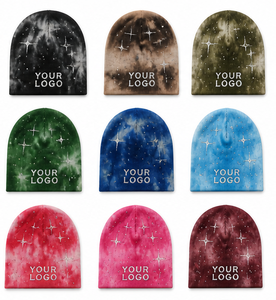 Custom Logo Embroidered Beanie <b>Hat</b> Galaxy Star Tie Dye Streetwear Winter Knit Skull <b>Cap</b> Unisex Hip Hop Jacquard Beanie 2026 - Product Image 3