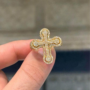 <b>Men's</b> Cross Style <b>Ring</b>, 925 <b>Sterling</b> <b>Silver</b> Moissanite Diamond <b>Ring</b>, Iced Out Hip Hop <b>Ring</b>, Perfect Anniversary Gift for <b>Men</b> - Product Image 1