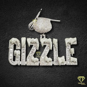 Collier de luxe avec pendentif lettre « GIZZLE » serti de diamants de laboratoire, bijou de rappeur, cadeau - Product Image 4