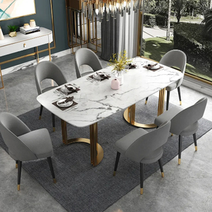 New Design Modern Rectanglur Dining Tables With <b>Marble</b> <b>Top</b> Luxury Dining Table 6 Seater Metal Dining Table Premium Dining Tables - Product Image 4