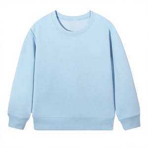 Sudadera Unisex de Cuello Redondo Azul Claro, Tejida, Corte Regular, Color Sólido, Estilo Casual, 100% Algodón, Transpirable, para Invierno - Product Image 1