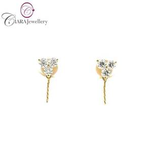 Alta calidad OEM ODM NUEVO MODELO 18K AU750 pendientes de gota de oro blanco sólido perla de diamante Natural Real regalo de fiesta de boda - Product Image 4
