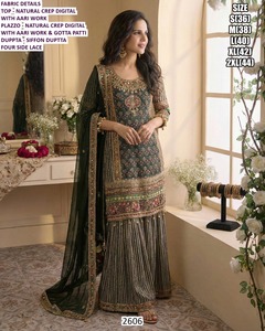 Traje de jardín digital de secado rápido bordado de longitud completa para mujer de Mehreen, corte regular, para todas las estaciones, ideal para bodas y fiestas. - Product Image 3