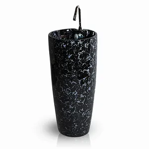 Lavabo sur pied en marbre facetté, à poser sur comptoir, avec design vertical moderne, pour usage en entrepôt, avec égouttoir inclus - Product Image 1