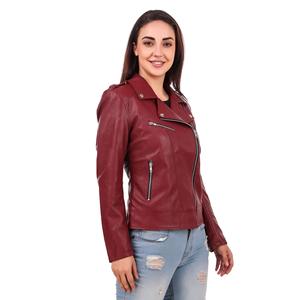 Chaqueta Bomber de Cuero Genuino Negro para Mujer, Cuello Alto, con Cierre y Bolsillos, Estilo Casual y Urbano, en Oferta - Product Image 3