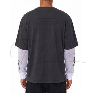 Camiseta de manga larga doble de alta calidad para hombre, de algodón, de doble capa, extragrande. - Product Image 3