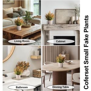 Set di 2 Piccole Piante Artificiali di Eucalipto per Casa, Scaffali, Ufficio, Bagno, Scrivania, Stile Rustico, Tavolino da Caffè, Piante Finte in Vaso per l'Autunno - Product Image 3