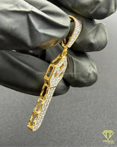 Pendentif en forme de crâne plaqué or rose entièrement serti de diamants de laboratoire VVS en argent sterling 925, bijoux hip-hop - Product Image 3