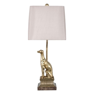 Modern Luxury Gold Greyhound Dog Sculpture <b>Table</b> Lamp Cream Fabric Shade Animal Art Deco <b>Bedside</b> Living Room Home Decor Light - Product Image 5