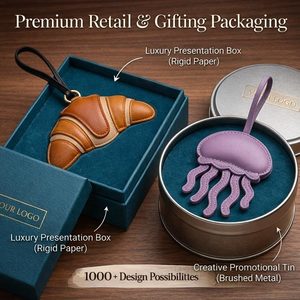 Custom Design Croissant Leather <b>Bag</b> Charm Accessory for Women with Playful Fashion Style - Product Image 2