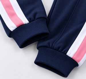 Ensemble de survêtement en molleton personnalisé pour femme, sweat à capuche zippé et pantalon de survêtement à empiècements contrastants, deux pièces, style streetwear et sportswear - Product Image 5