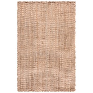 Tapis rectangulaire en jute uni, tissage plat, à poils ras, style moderne, pour salon, nettoyage localisé, avec support antidérapant - Product Image 1