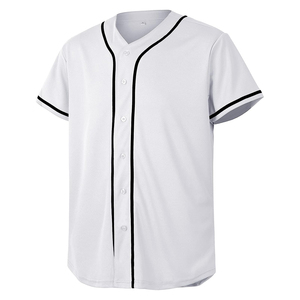 Maillot de baseball unisexe blanc à col en V, manches courtes, boutons sur le devant, maille respirante, coupe classique, adolescents, toutes saisons, vêtements de sport - Product Image 5