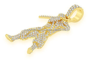 Collier pendentif personnalisé pour homme, style hip-hop luxueux et tendance, plaqué or 10K, avec diamant de laboratoire motif ninja glacé, idée cadeau - Product Image 3