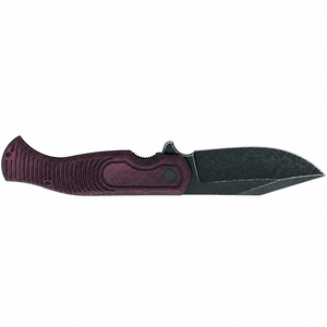 Burgundy Textured Handle Folding Pocket Knives with Black Spear Point Blade Finger Guard and Contoured Grip for <b>Outdoor</b> Use XL - Product Image 5