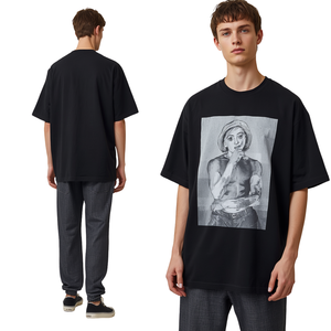 T-shirt en coton pour homme, imprimé numérique surdimensionné, style hip-hop streetwear, décontracté, vintage, manches courtes, été - Product Image 4